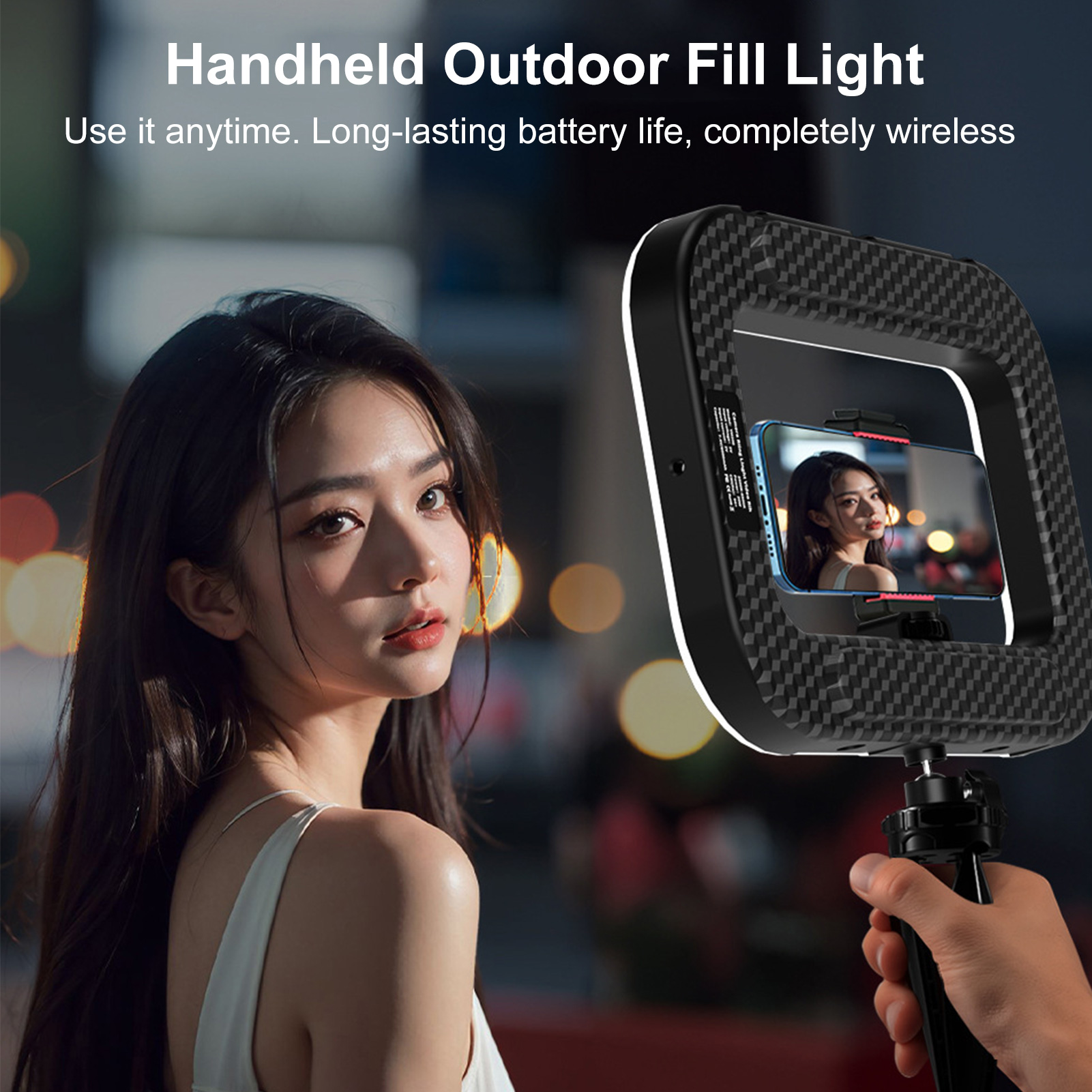 Photography Lighting Spotlight - Luce Ricaricabile per Cellulare con Stabilizzatore