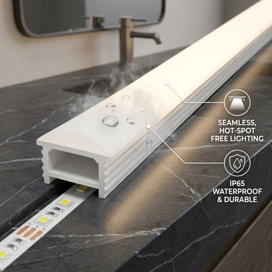 Diffusion Material Roll - Tubo in Silicone Bianco Impermeabile IP65