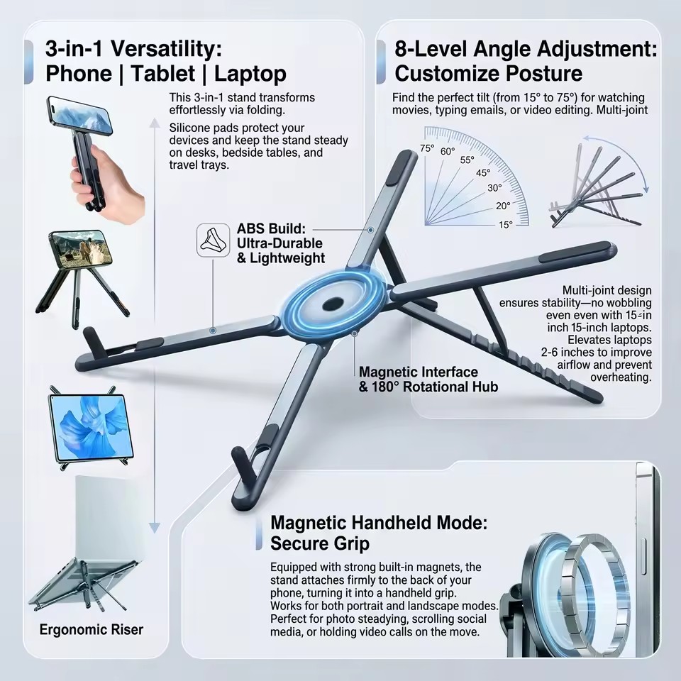 Stand Lighting Photography - Supporto Magnetico Portatile per Telefono e