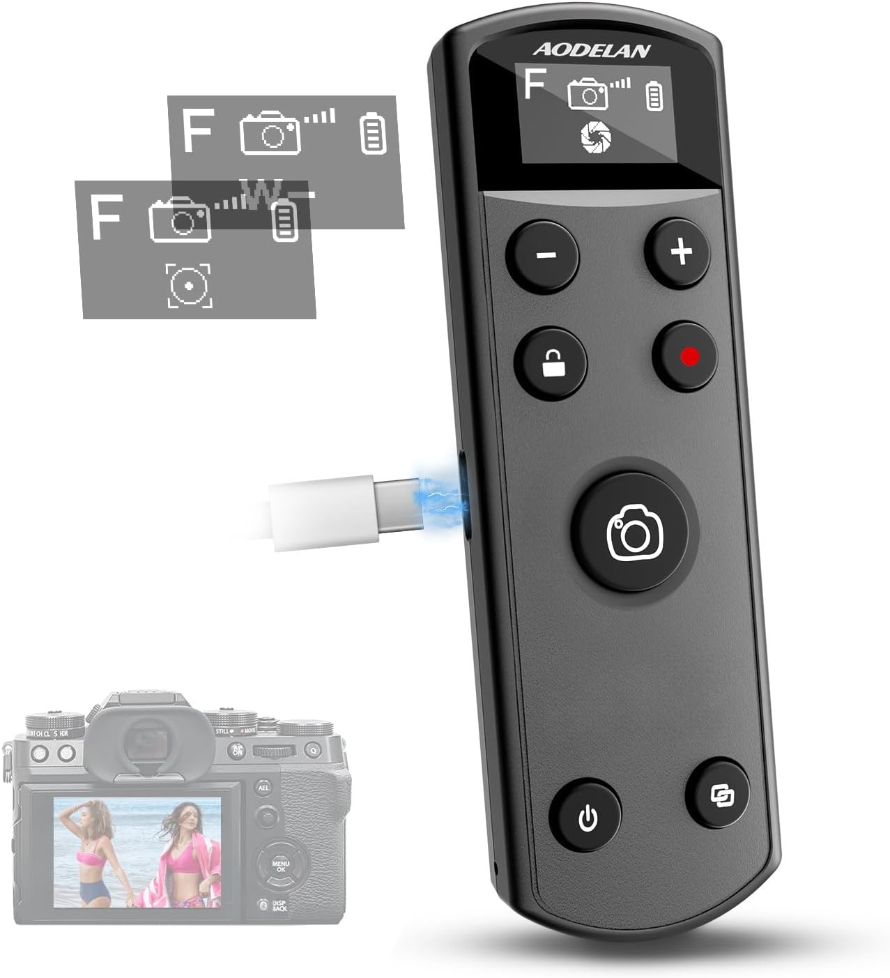 Fujifilm Camera X-T5 - Telecomando ricaricabile USB-C nero con schermo