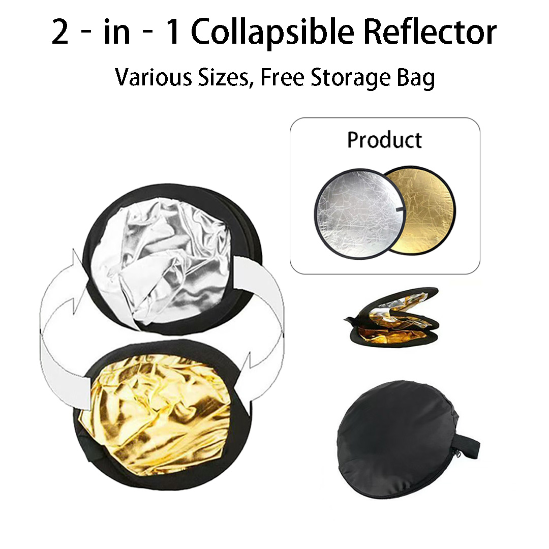 Reflector Disc Silver - Disco Riflettente Pieghevole 2-in-1 Rotondo da